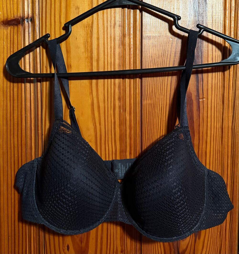 Third Love Modern Mesh Demi Bra Black underwire comfy size 40c